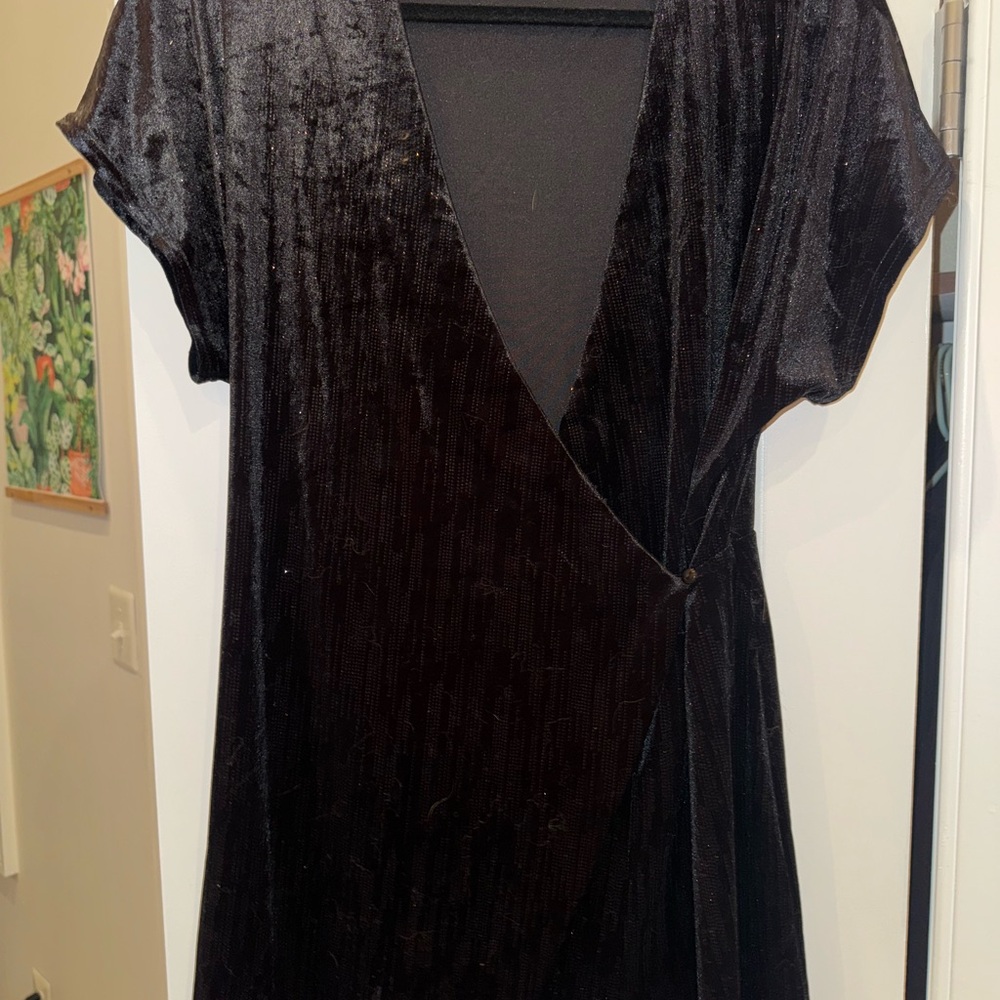 Black Velvet Wrap Dress w Shorts